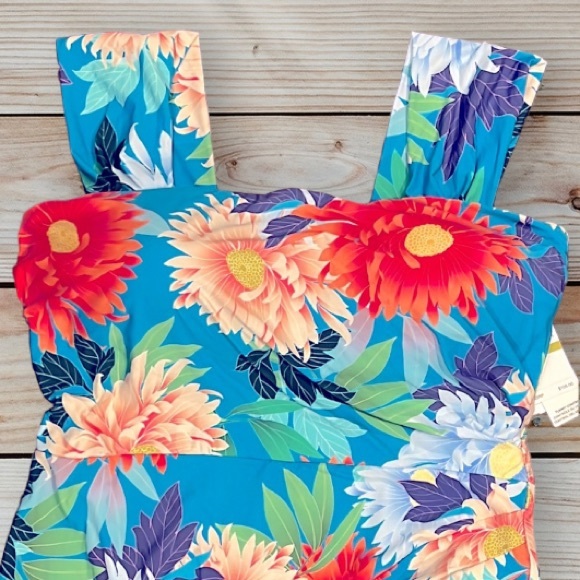 Jantzen Cascade Blue Resume To Bloom Capsleeve One Piece - Picture 5 of 16